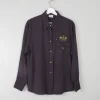 Women's Vintage Black Blouse With Gold Motif S/M