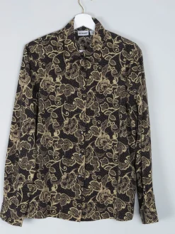 Women's Vintage Black Blouse With Floral Print M/L