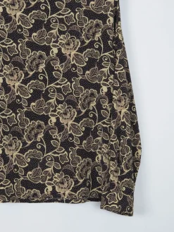 Women's Vintage Black Blouse With Floral Print M/L