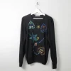Women's Vintage Black Cotton Embellished Jumper M