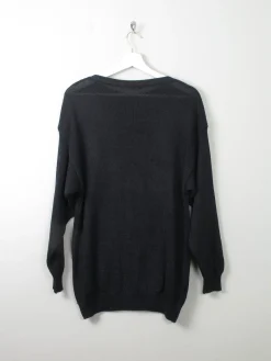 Women's Vintage Black Cotton 80s Jumper M/L