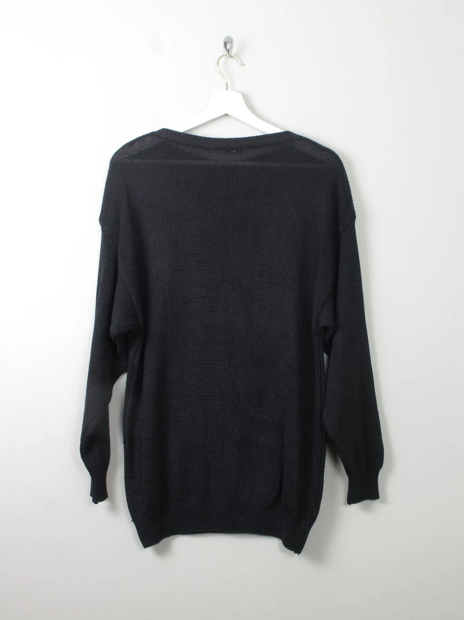 Women's Vintage Black Cotton 80s Jumper M/L