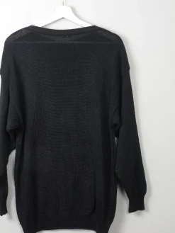 Women's Vintage Black Cotton 80s Jumper M/L