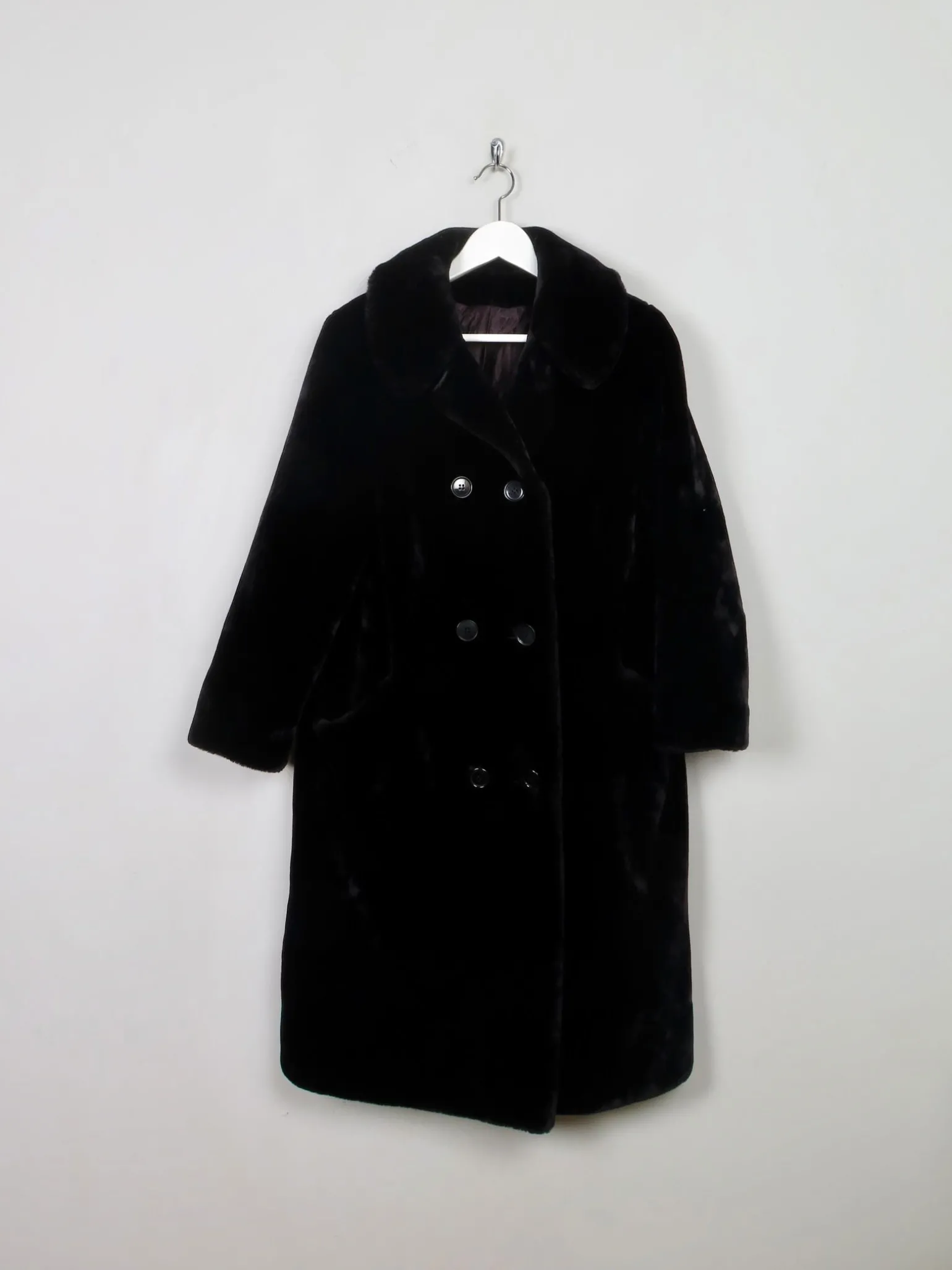 Women’s Vintage Black Faux Fur Coat M