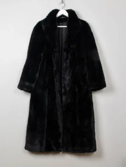 Women's Vintage Black Faux Fur Coat S/M