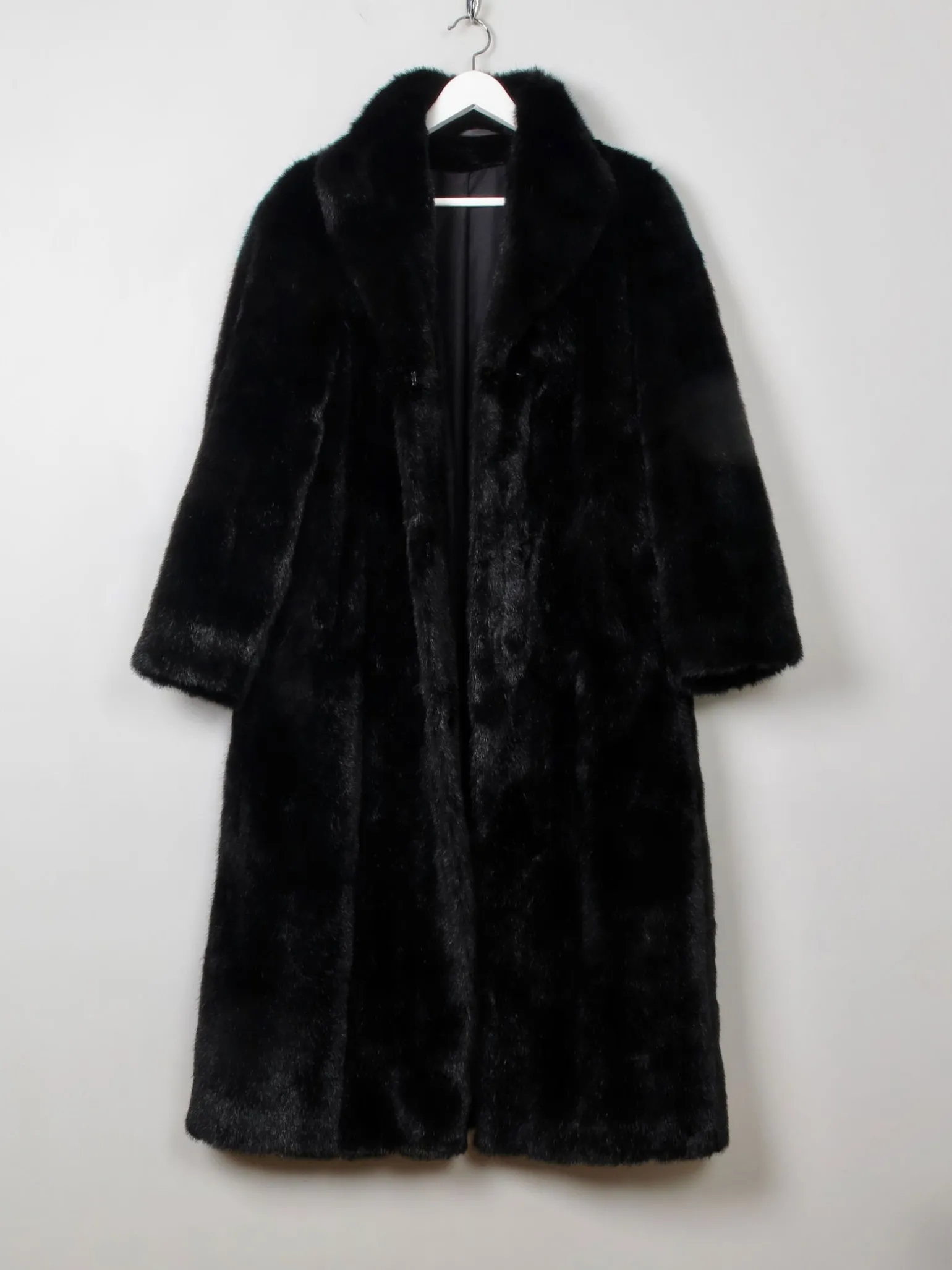 Women's Vintage Black Faux Fur Coat S/M
