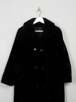 Women’s Vintage Black Faux Fur Coat M
