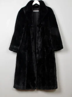 Women's Vintage Black Faux Fur Coat S/M