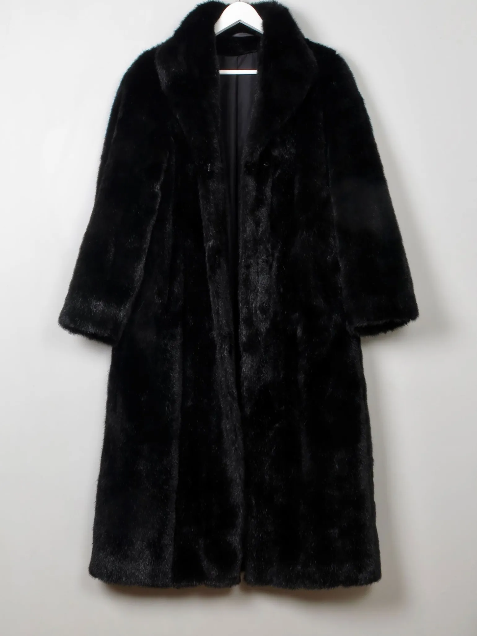 Women's Vintage Black Faux Fur Coat S/M