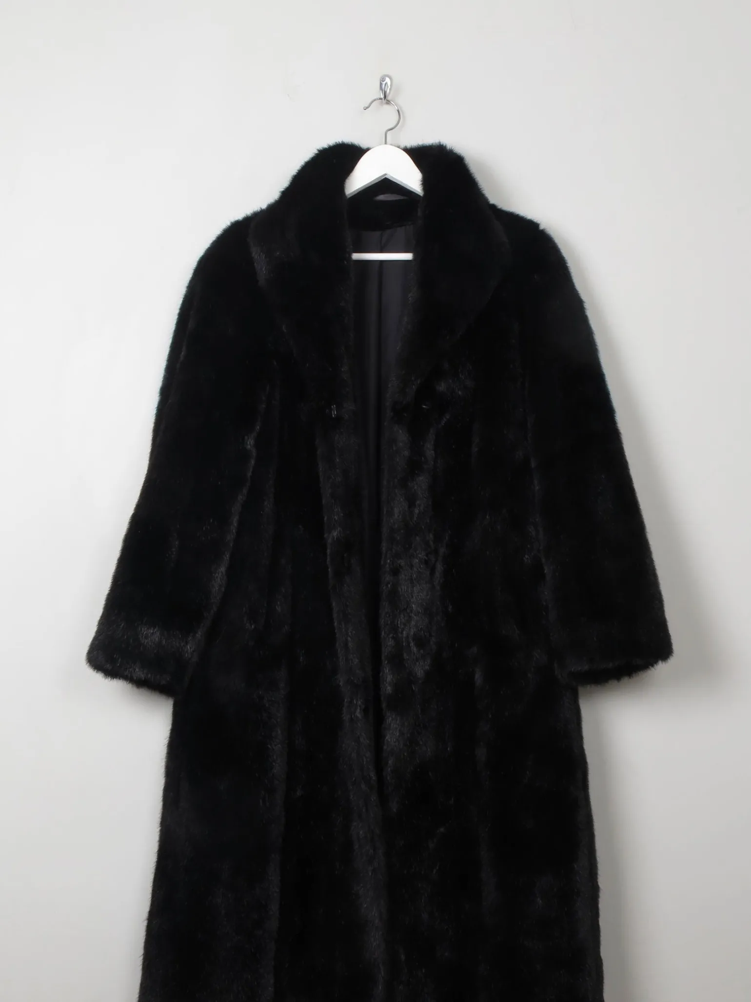 Women's Vintage Black Faux Fur Coat S/M