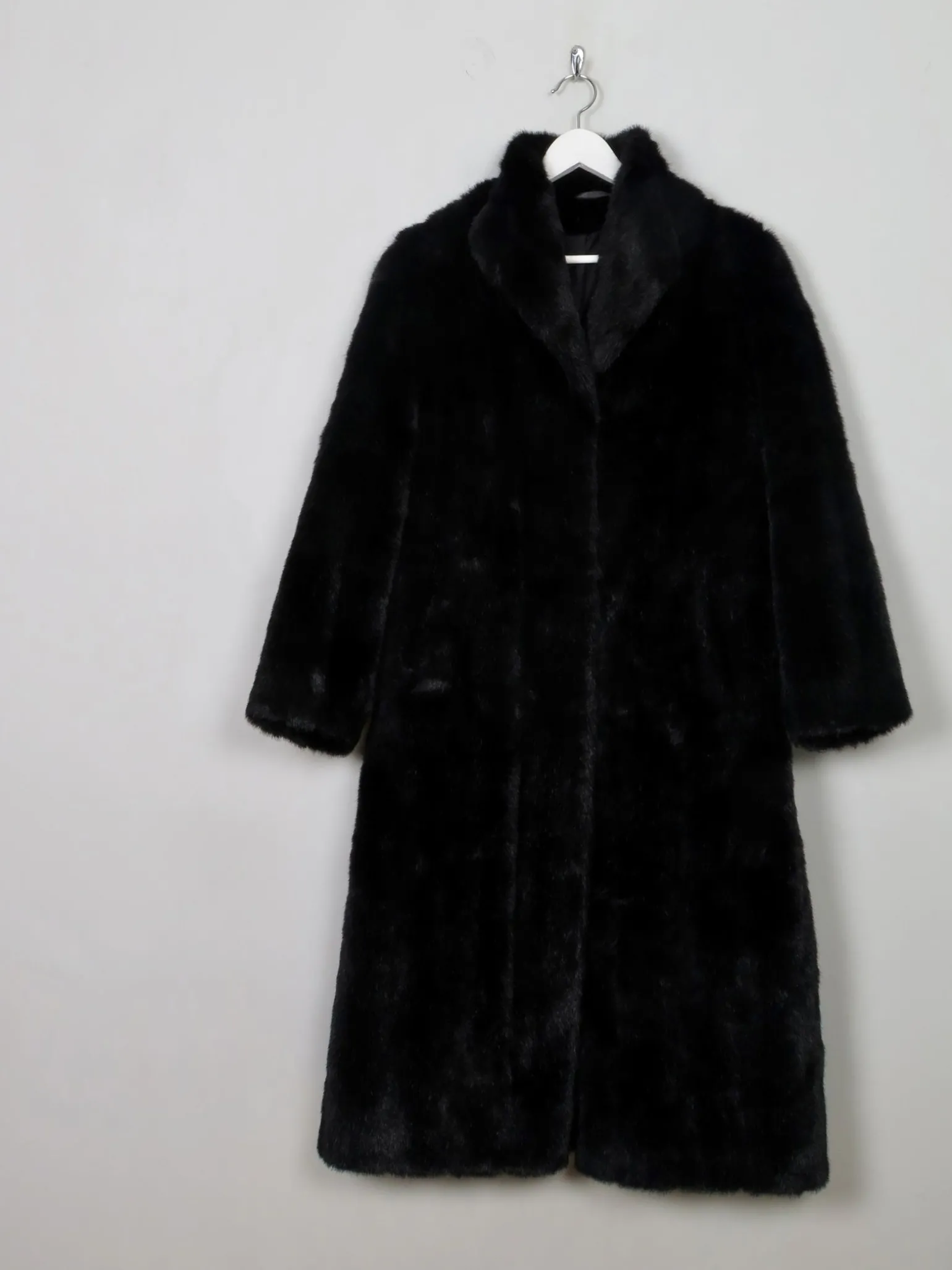 Women's Vintage Black Faux Fur Coat S/M