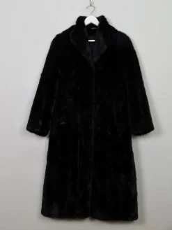 Women's Vintage Black Faux Fur Coat S/M