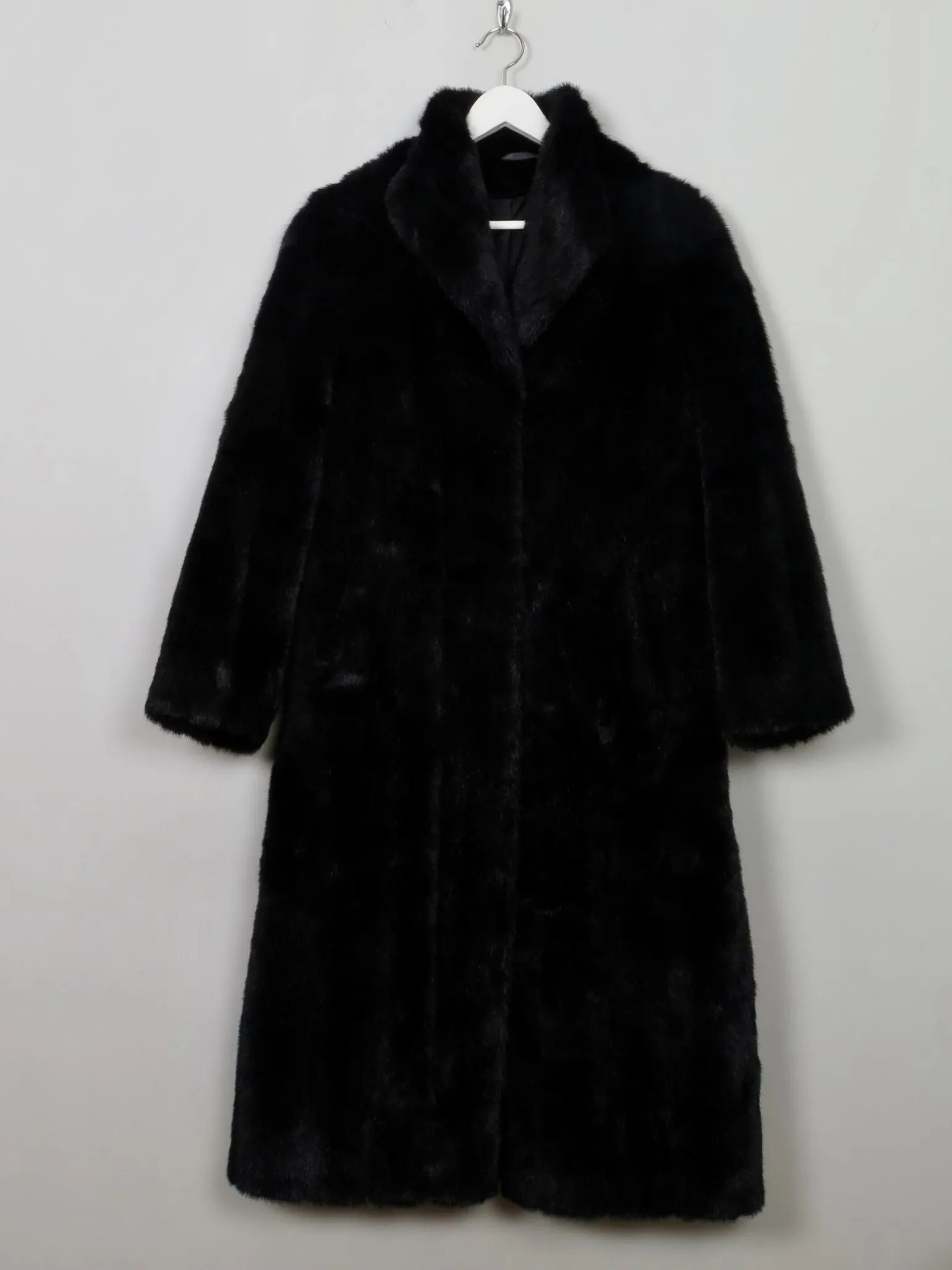 Women's Vintage Black Faux Fur Coat S/M