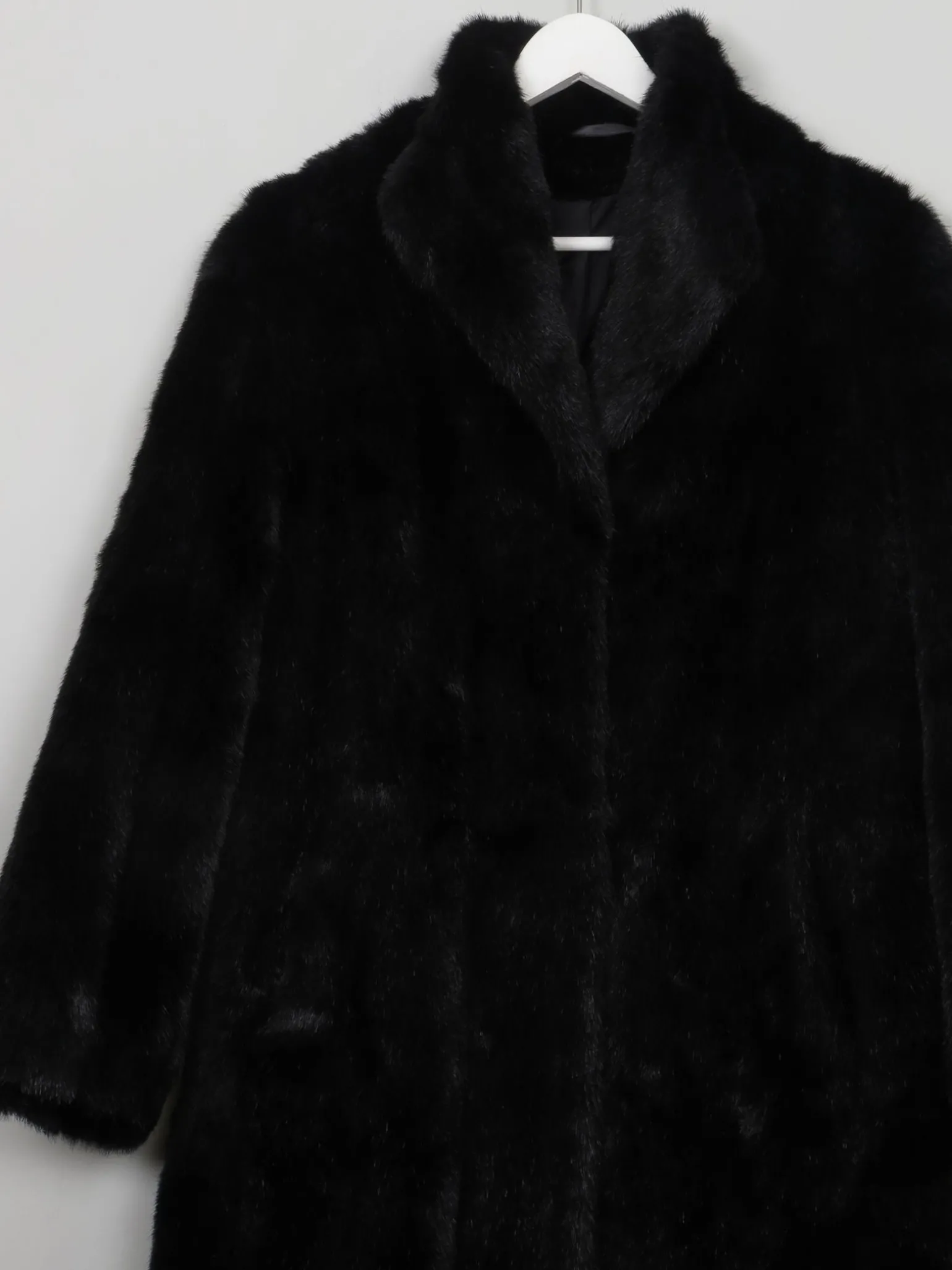 Women's Vintage Black Faux Fur Coat S/M