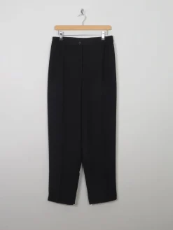 Women's Vintage Black High Waisted Pleat Trousers 14