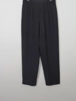 Women's Vintage Black High Waisted Pleat Trousers 14