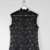 Women’s Vintage Black Lace Sleeveless Blouse With High Neck M