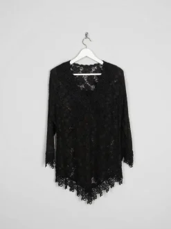 Women’s Vintage Black Lace Jacket/Top M