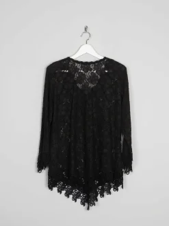 Women’s Vintage Black Lace Jacket/Top M