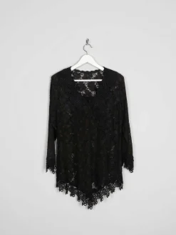 Women’s Vintage Black Lace Jacket/Top M