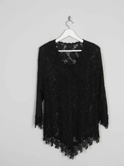 Women’s Vintage Black Lace Jacket/Top M