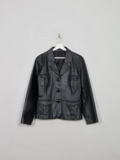 Women's Vintage Black Leather Jacket M