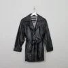 Women's Vintage Black Leather Short Coat S/M