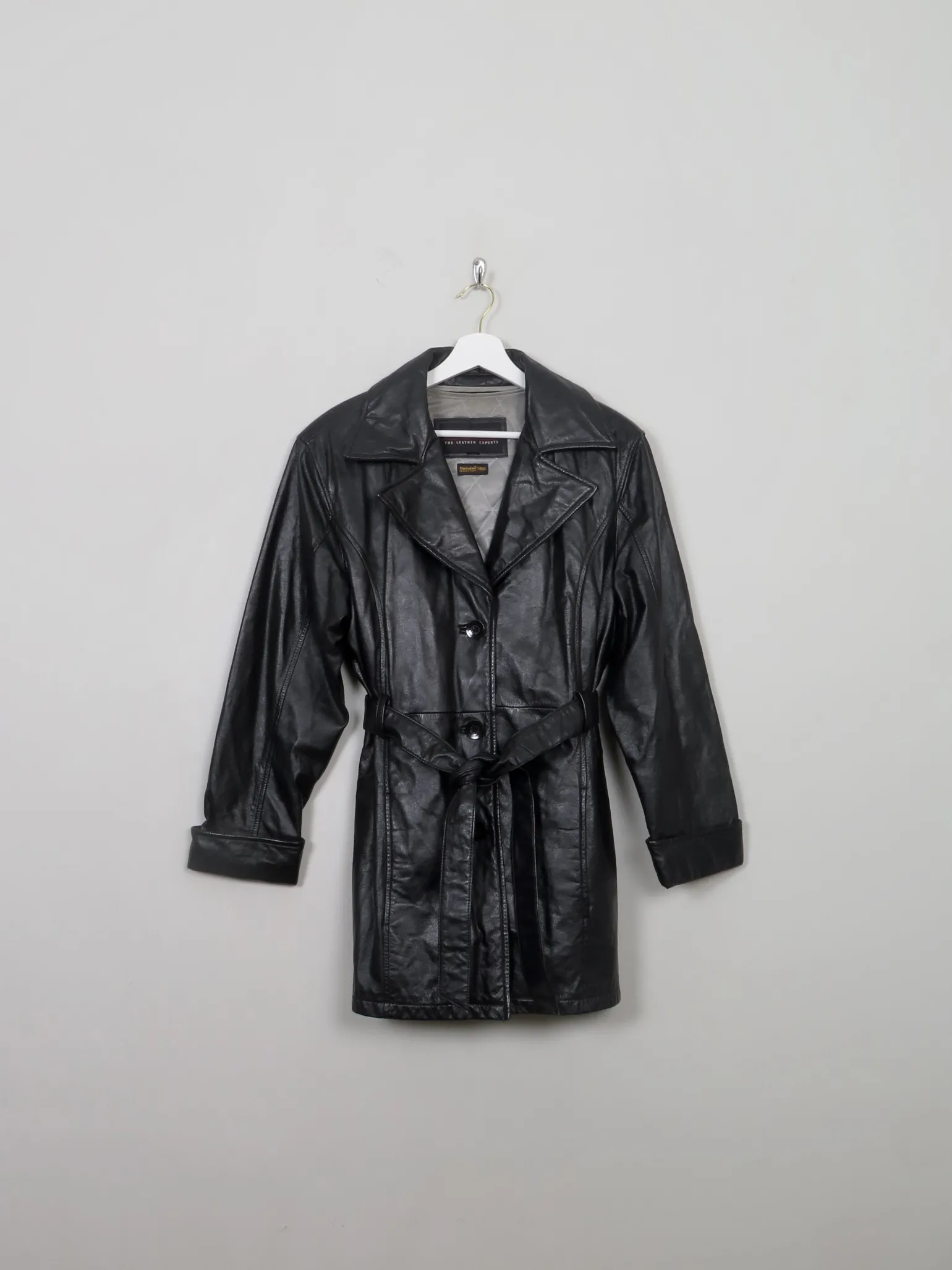 Women's Vintage Black Leather Short Coat S/M