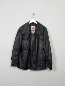 Women's Vintage Black Leather Jacket M/L