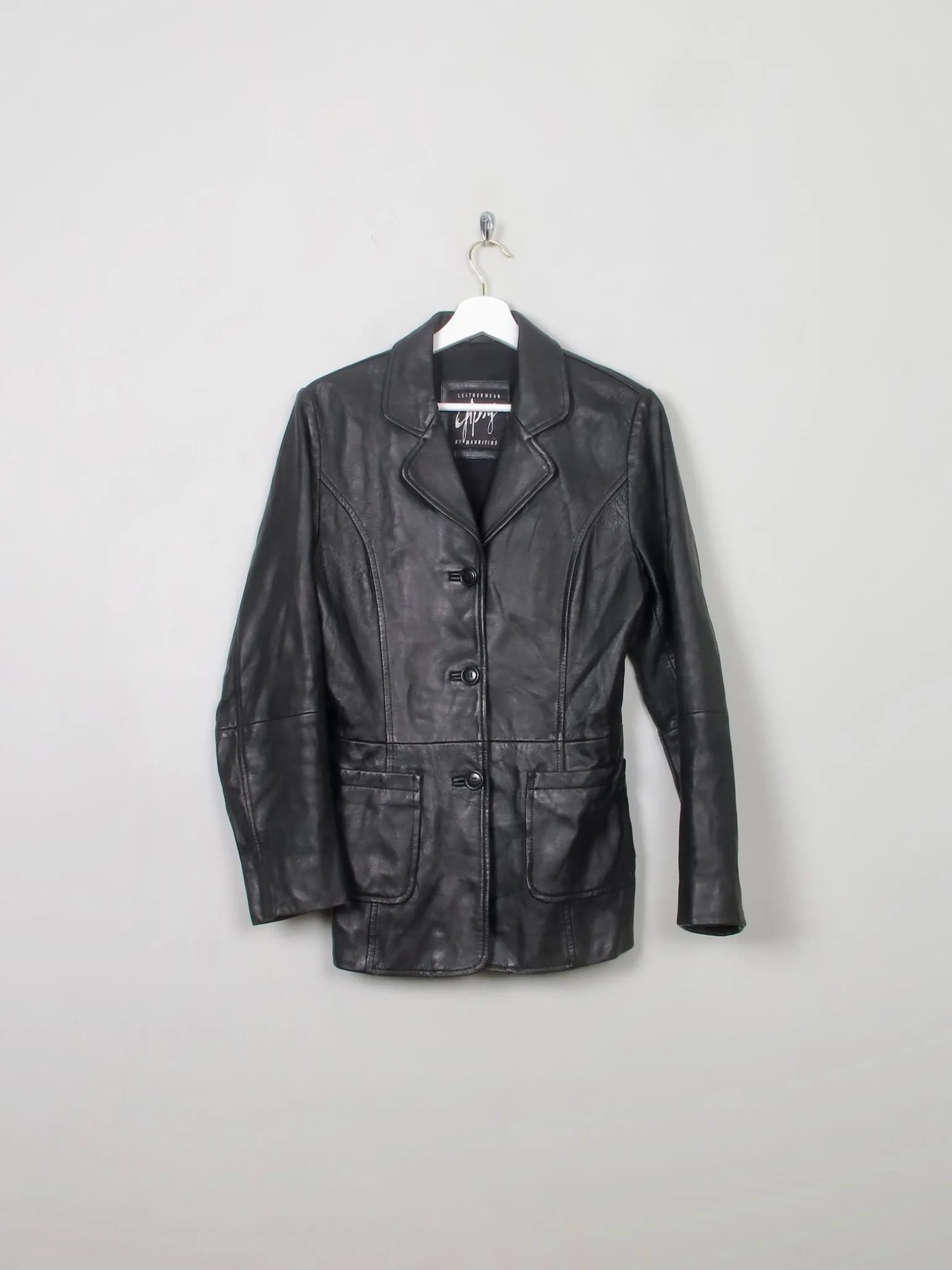 Women's Vintage Black Leather Jacket S