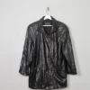 Women's Vintage Black Leather Long Jacket M/L