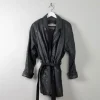 Women's Vintage Black Leather Short Coat M