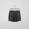 Women's Vintage Black Leather Shorts 29" W