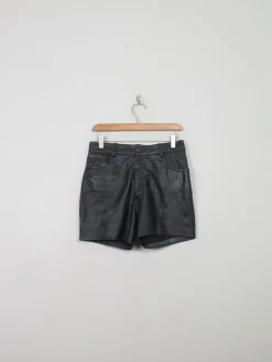 Women's Vintage Black Leather Shorts 29" W
