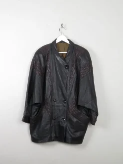 Women's Vintage Black Leather 80s Jacket L