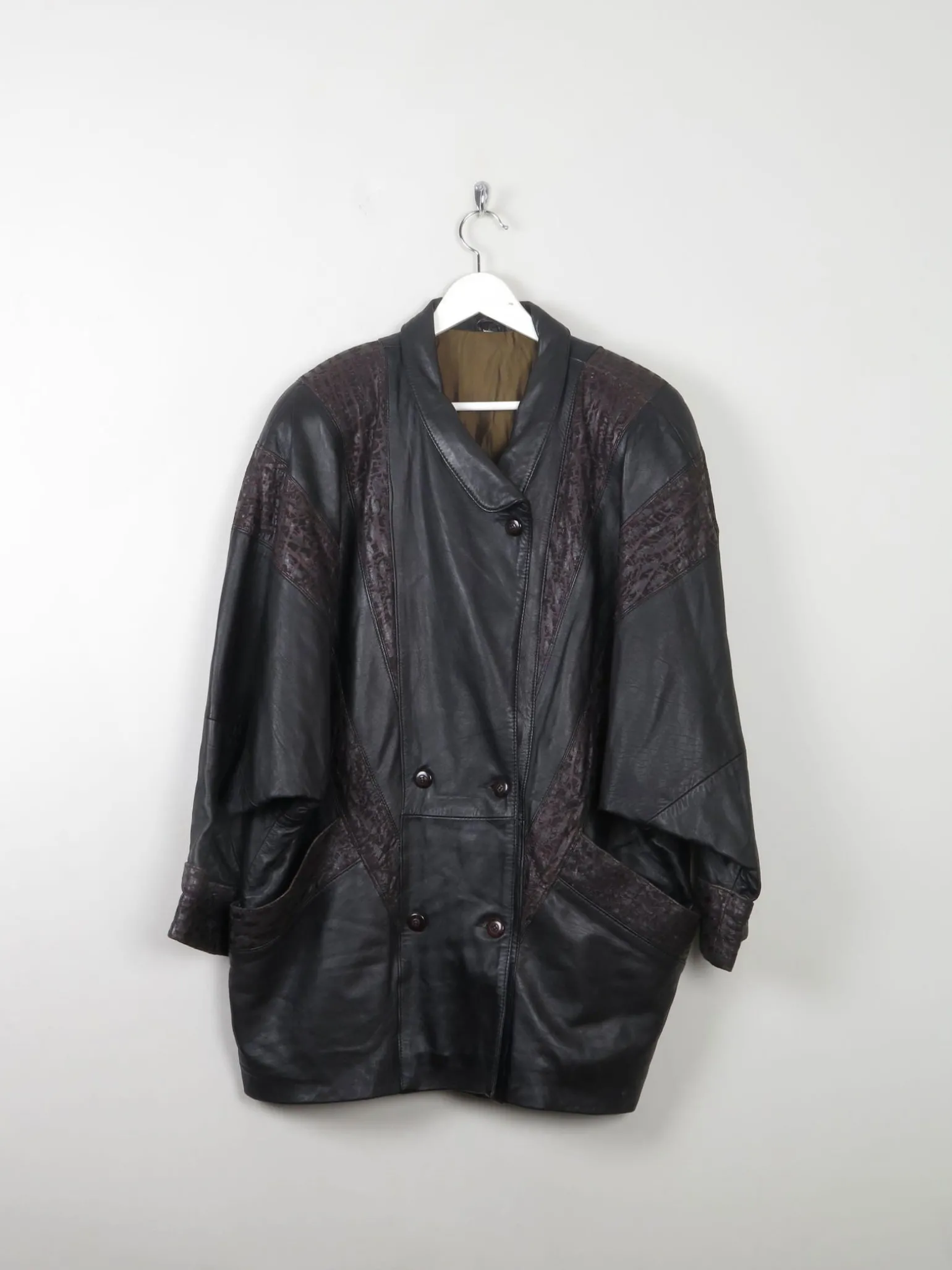 Women's Vintage Black Leather 80s Jacket L