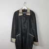 Women's Vintage Black Leather Coat L/XL
