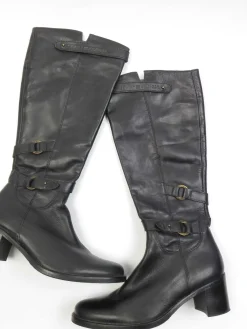 Women’s Vintage Black Leather Tommy Hilfiger Boots 7 UK 40 Eu