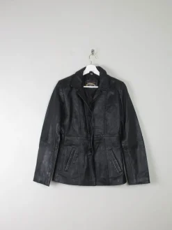 Women's Vintage Black Leather Jacket XS
