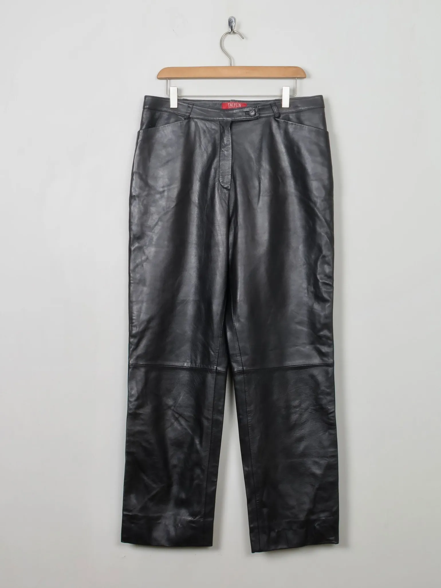 Women's Vintage Black Leather Trousers 33" W 30"L