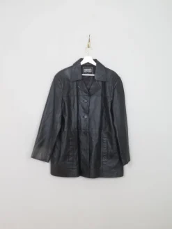 Women's Vintage Black Leather Jacket L/XL