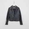 Women's Vintage Black Leather Jacket S/M