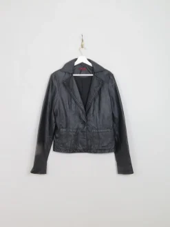 Women's Vintage Black Leather Jacket S/M