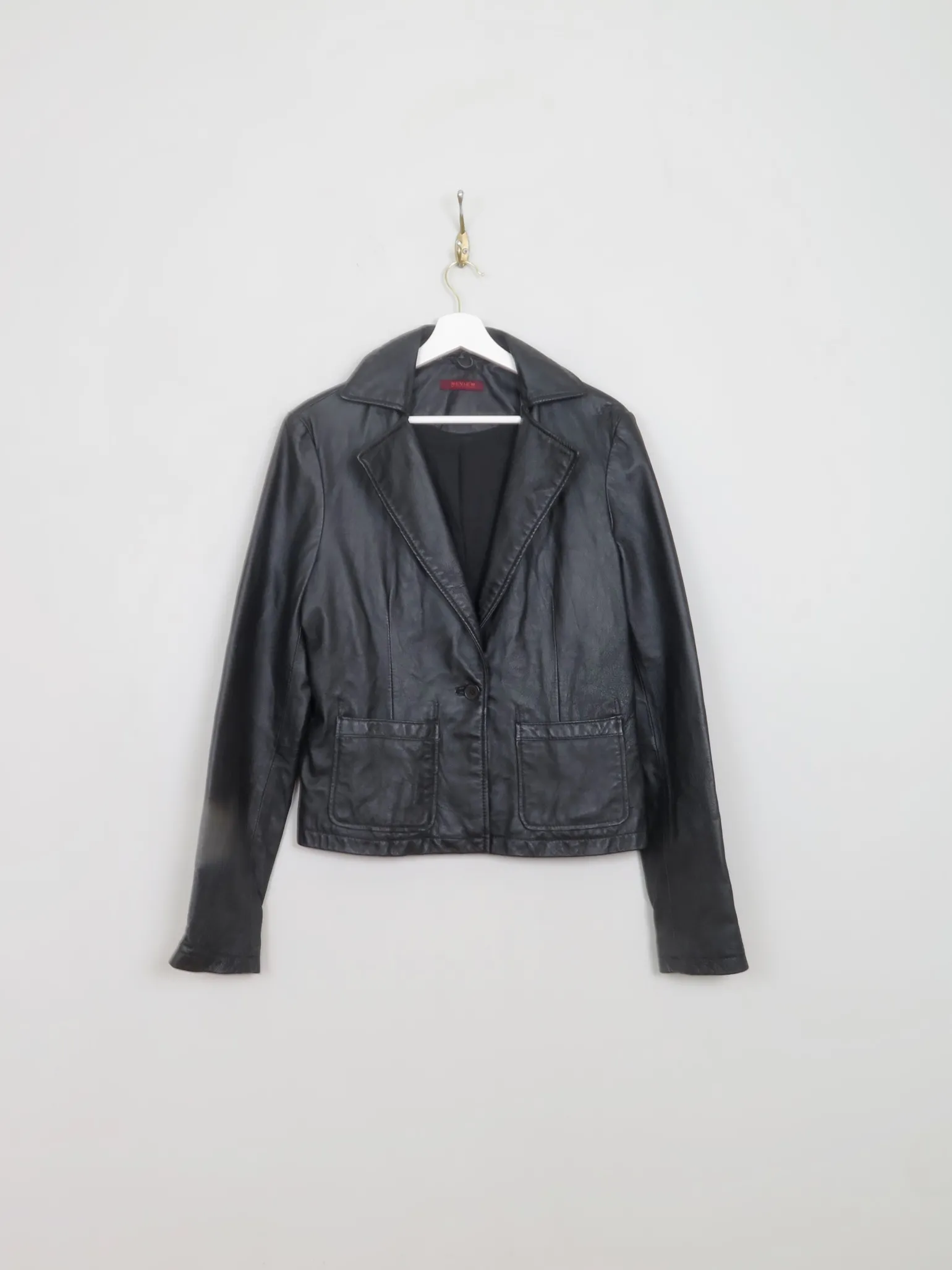 Women's Vintage Black Leather Jacket S/M