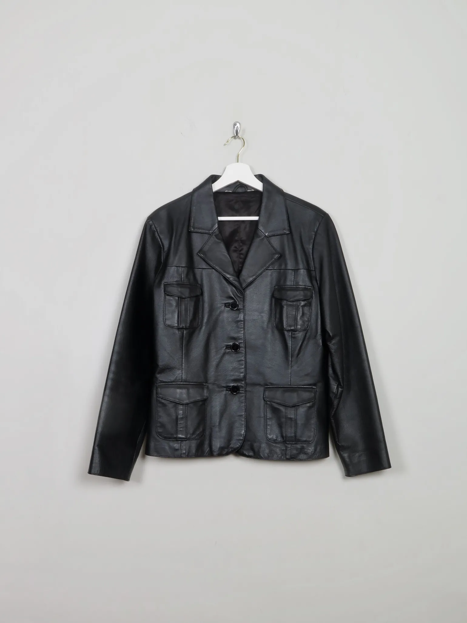 Women's Vintage Black Leather Jacket M