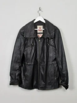 Women's Vintage Black Leather Jacket M/L