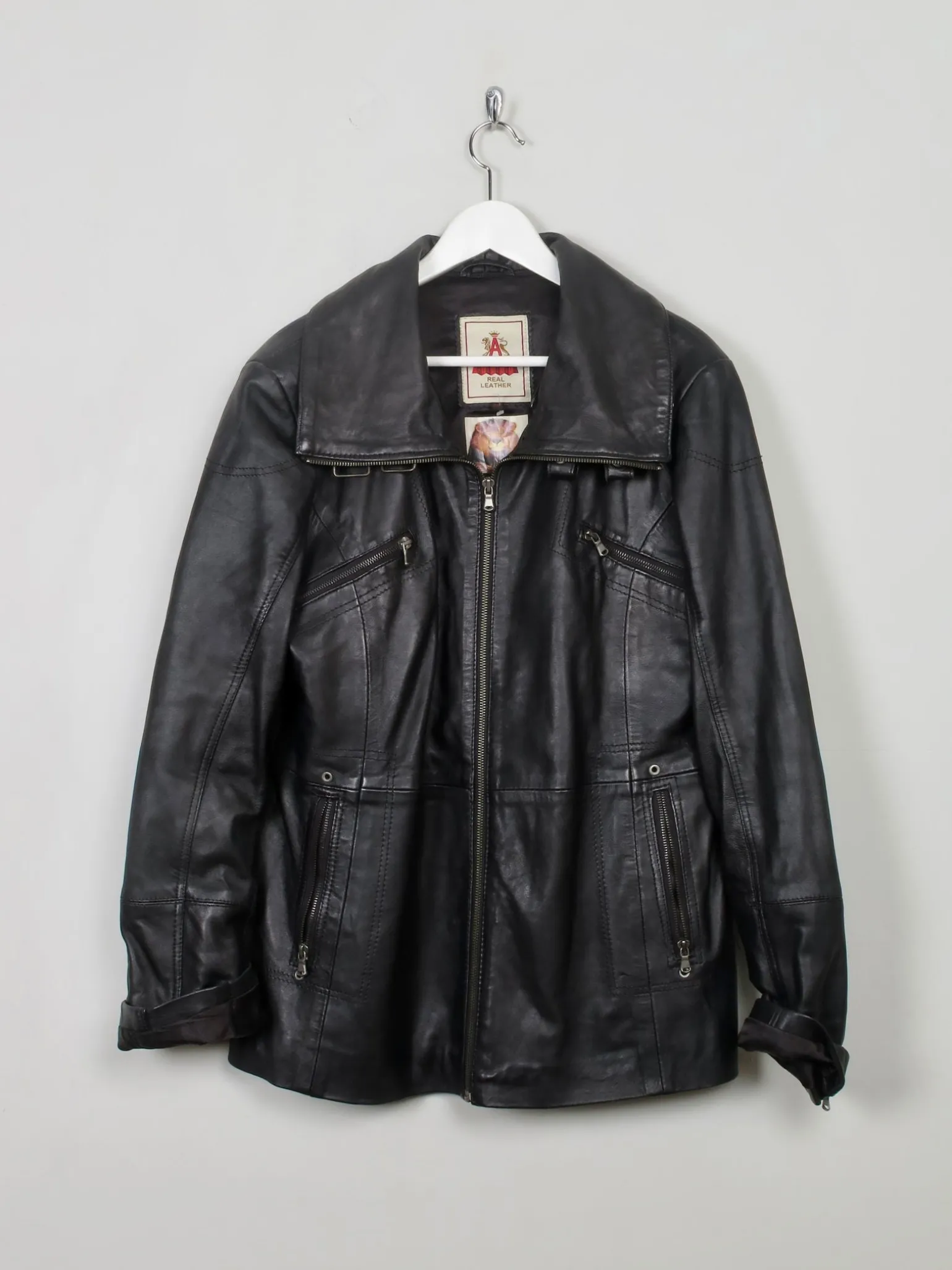 Women's Vintage Black Leather Jacket M/L