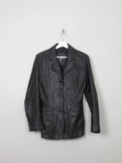 Women's Vintage Black Leather Jacket S