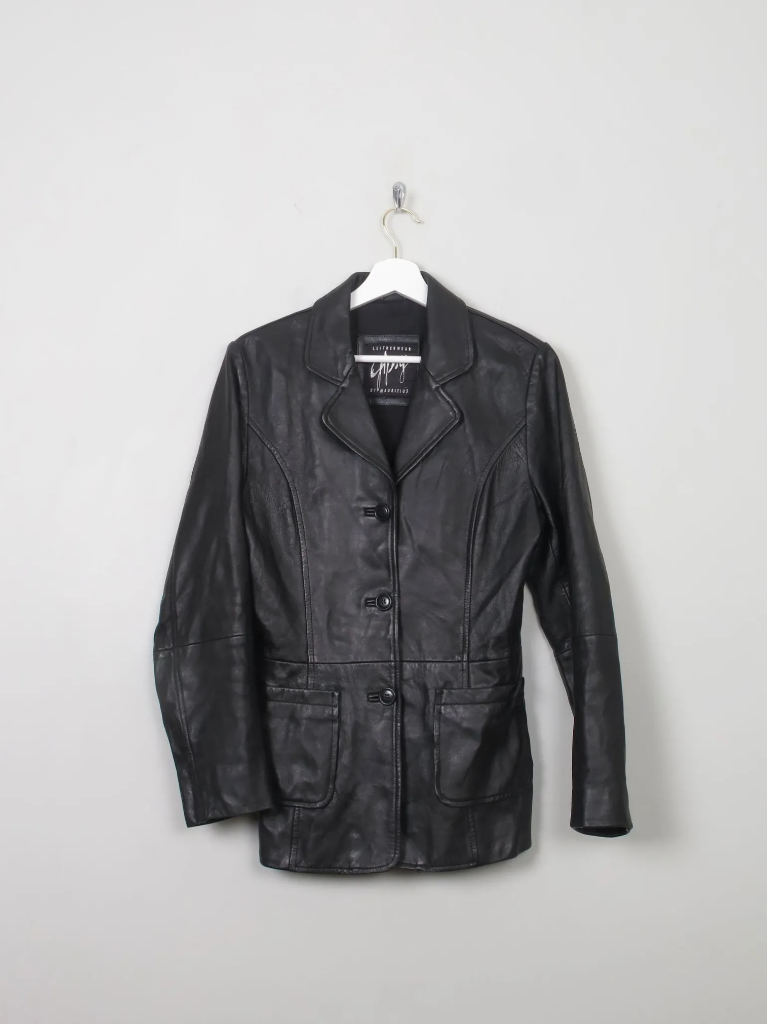 Women's Vintage Black Leather Jacket S