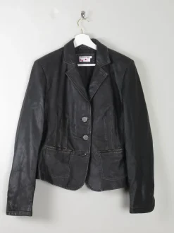 Women's Vintage Black Leather Jacket M